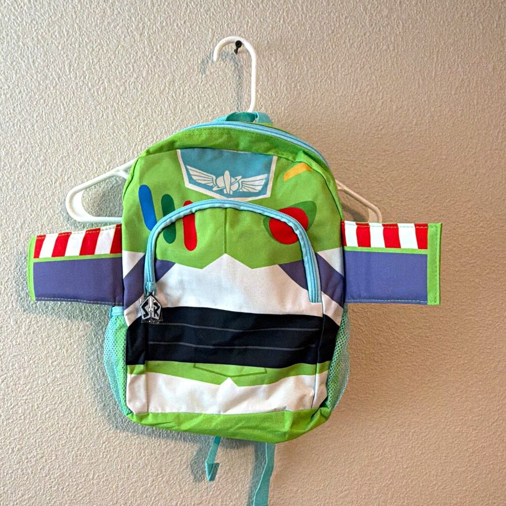 Disney Pixar Toy Story Buzz Lightyear Small Kids Backpack Green Colorblock Zip